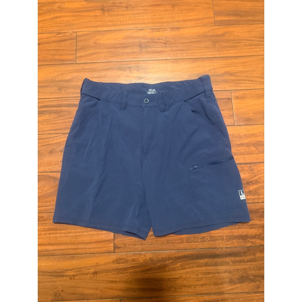 Huk Mens Performance Fishing Shorts Navy Blue Size Large Cargo Pocket Quick Dry